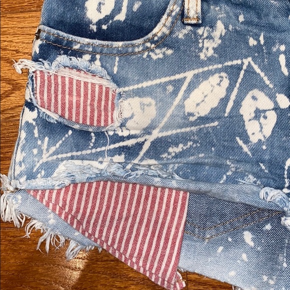 Free People Red/White/Blue Jean Shorts - Picture 2 of 6